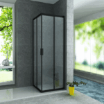 Cabine de douche 2 portes coulissantes - Verre transparent 6mm - Profils Mat Noir