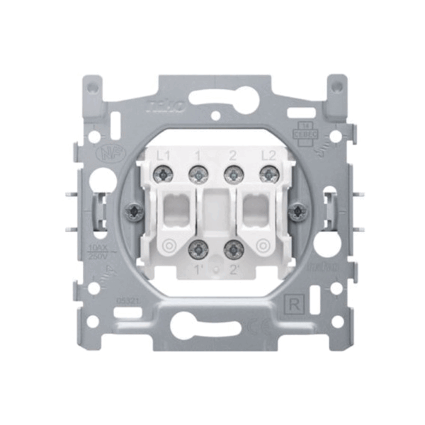 Socle bouton-poussoir double NO/NF bornes à vis Niko 170-05000
